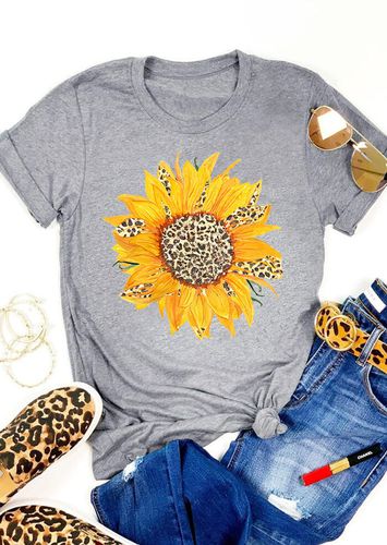 Sunflower Leopard Printed T-Shirt Tee - Gray - unsigned - Modalova