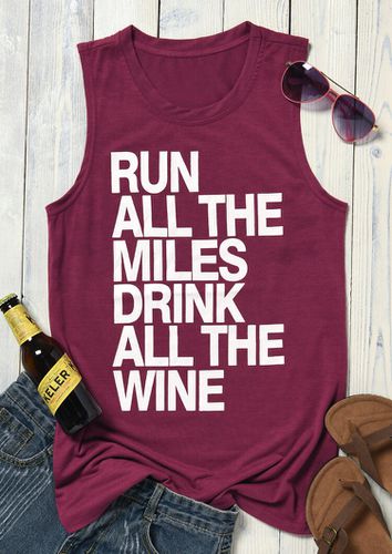 Run All The Miles Drink All The Wine Tank - Burgundy - unsigned - Modalova