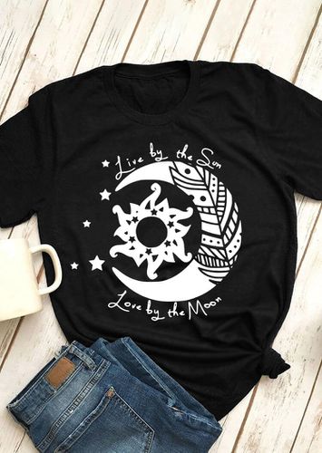 Live By The Sun Love By The Moon T-Shirt Tee - Black - unsigned - Modalova