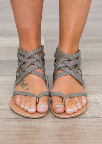 Summer Cross-Tied Zipper Flat Sandals - unsigned - Modalova