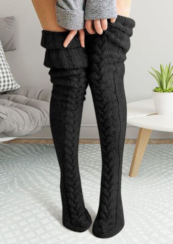 Soft Warm Over Knee Extra Long Knitted Socks - unsigned - Modalova