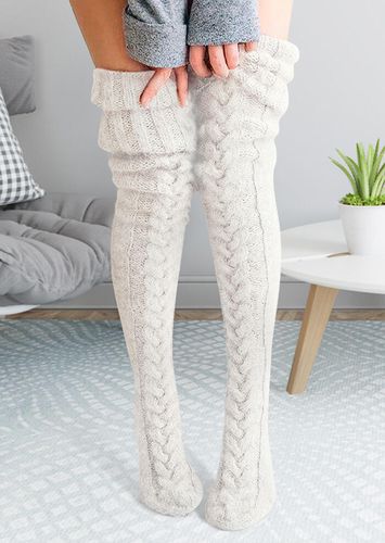 Soft Warm Over Knee Extra Long Knitted Socks - unsigned - Modalova