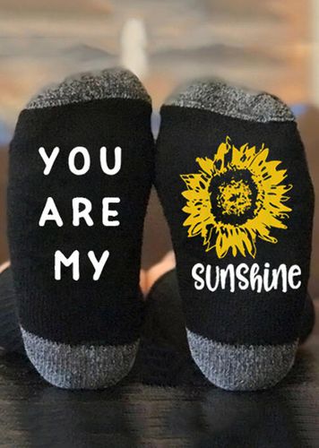 You Are My Sunshine Sunflower Socks - Black - unsigned - Modalova