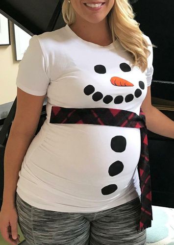 Christmas Snowman Plaid Maternity T-Shirt Tee - White - unsigned - Modalova