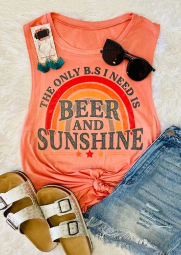 The Only B.S I Need Is Beer And Sunshine Rainbow Tank - Bellelily - Modalova