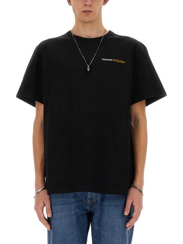 T-shirt with embroidered logo - alexander mcqueen - Modalova