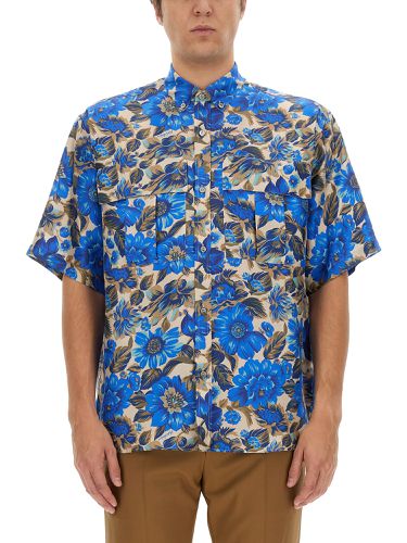 Blue flowers allover print shirt - moschino - Modalova