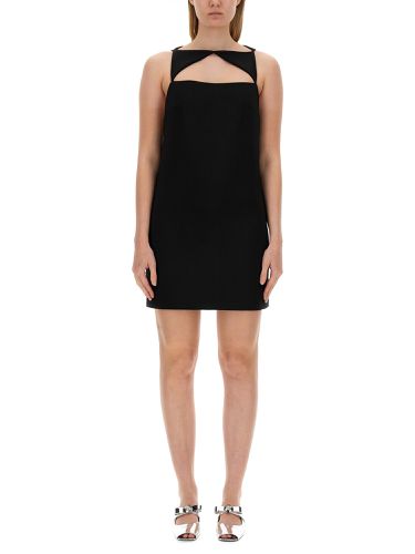 Wool blend straight mini dress with cut-out - versace - Modalova