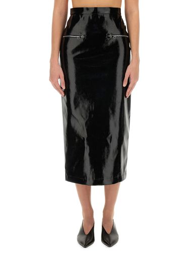 Msgm patent leather midi skirt - msgm - Modalova