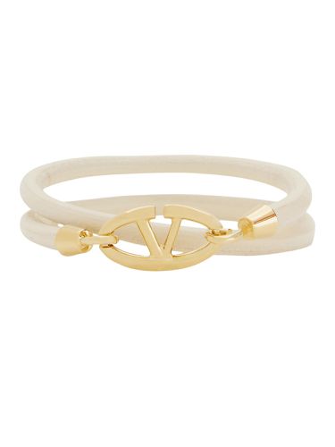 Double twist leather bracelet with vlogo - valentino garavani - Modalova