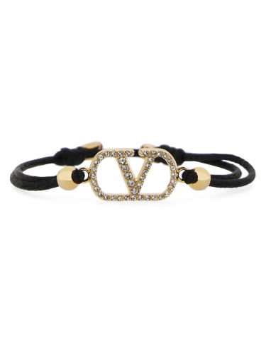 Cotton and swarovski crystal "vlogo signature" bracelet - valentino garavani - Modalova