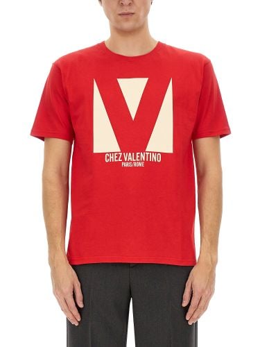 Cotton t-shirt with "chez " print - valentino - Modalova