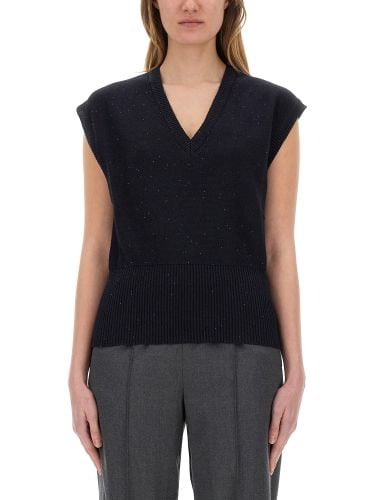 Cotton and linen vest with sequins - fabiana filippi - Modalova