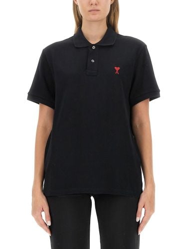 Ami paris polo with logo embroidery - ami paris - Modalova