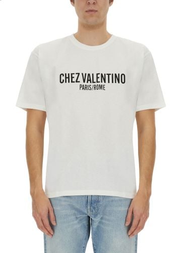 Cotton t-shirt with "chez " print - valentino - Modalova