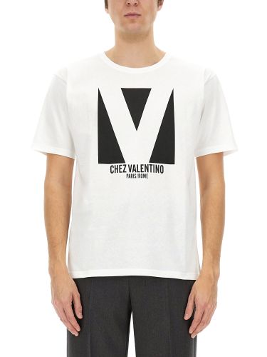 Cotton t-shirt with "chez " print - valentino - Modalova