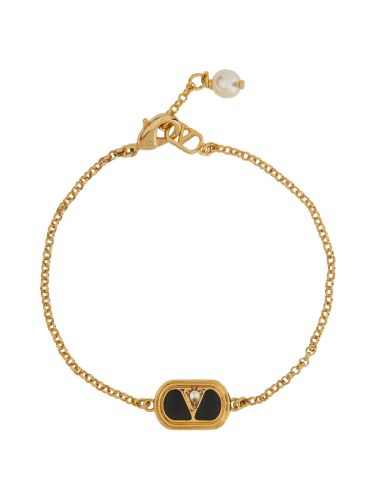 Metal, enamel, crystal and swarovski pearl "ovalette" bracelet - valentino garavani - Modalova