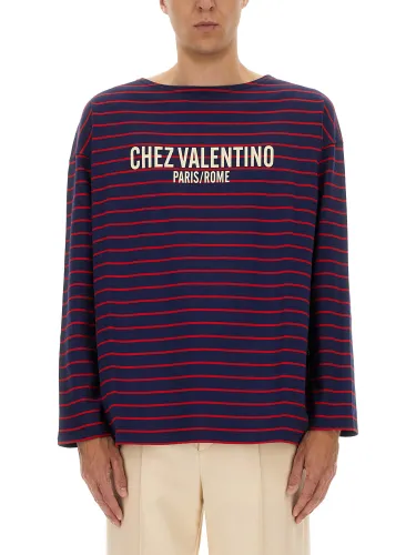 Long sleeve t-shirt with "chez " print - valentino - Modalova