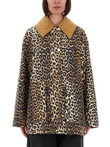 Ganni leopard print midi jacket - ganni - Modalova