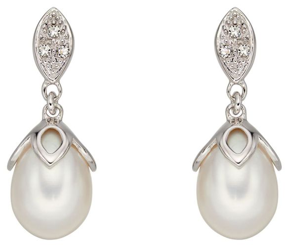 GE2223W 9ct Gold Diamond And Pearl Jewellery - Elements Silver - Modalova