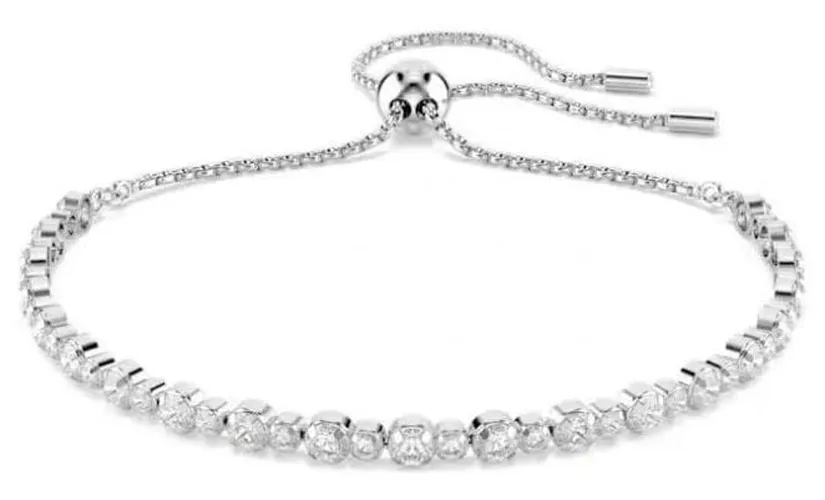 Ladies Silver Matrix Tennis Bracelet Jewellery - Swarovski - Modalova