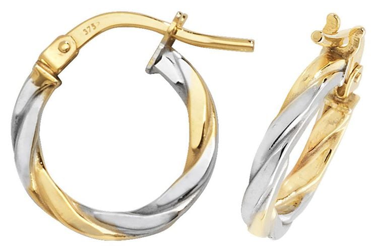 ER1041YW-10 9ct Yellow/White Gold 10mm Hoop Jewellery - James Moore TH - Modalova