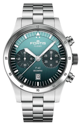 F4240008 Flieger F-43 Bicompax Petrol (43mm) Watch - FORTIS - Modalova