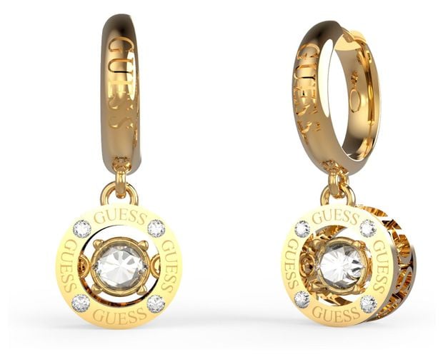 UBE01463YG Gold Plated Crystal Drop Hoop Earrings Jewellery - Guess - Modalova