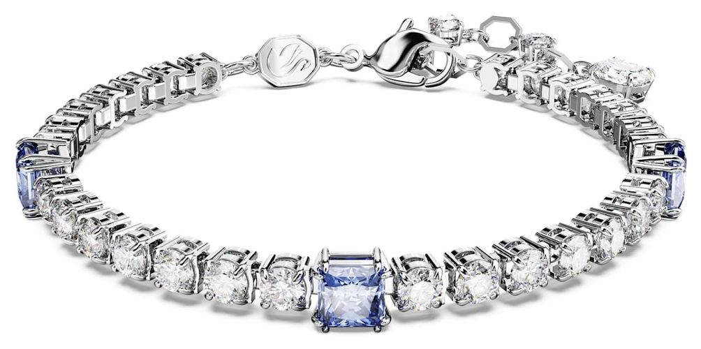 Matrix Tennis Bracelet Rhodium Plated Blue Jewellery - Swarovski - Modalova