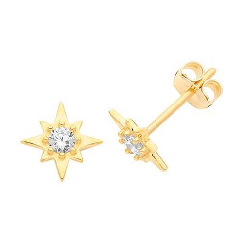 ES700 9ct Yellow Gold Cz Star Stud Earrings Jewellery - James Moore TH - Modalova