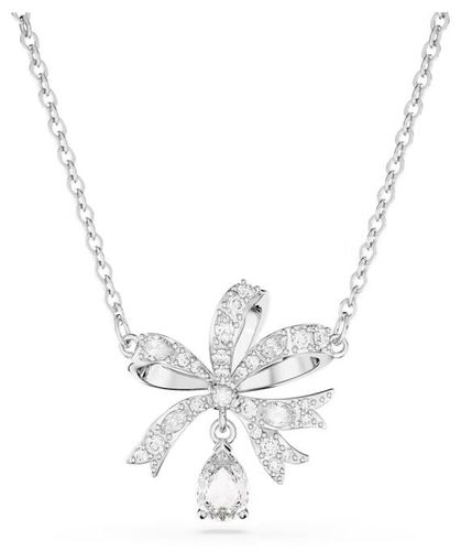 Volta Necklace Bow Rhodium Plated Jewellery - Swarovski - Modalova