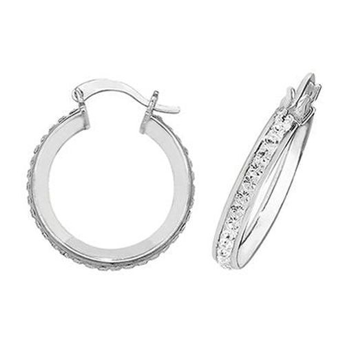 G51016 SILVER 15MM CRYSTAL HOOP EARRINGS Jewellery - James Moore TH - Modalova