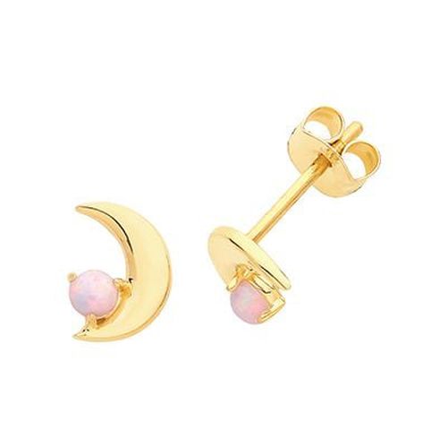 ES664 9ct Yellow Gold Opal Moon Stud Earrings Jewellery - James Moore TH - Modalova