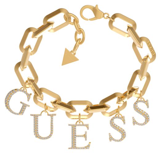 JUBB02221JWYGL Gold Plated Crystal-Set Logo Charm Jewellery - Guess - Modalova