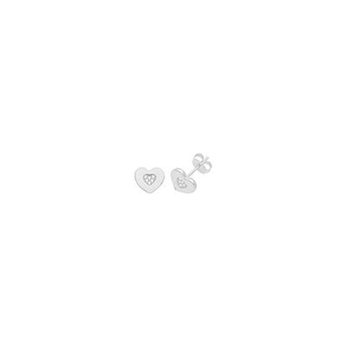 G51260 Silver Cz Set Heart Stud Earrings Jewellery - James Moore TH - Modalova