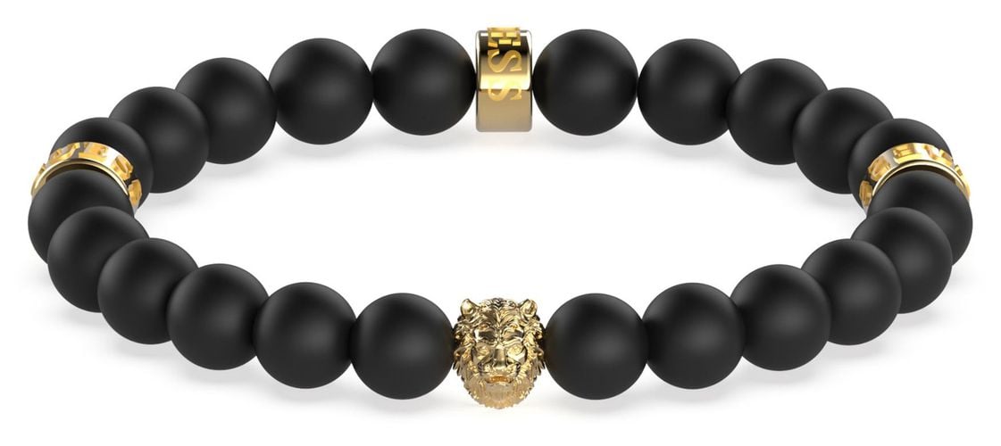 JUMB01303JWYGT/U Gold Plated Black Bead Lion Detail Jewellery - Guess - Modalova