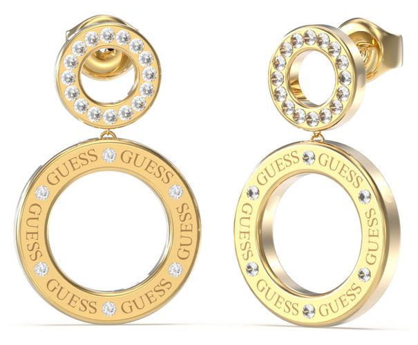 UBE03169JWYGT/U Gold Plated 32mm Logo Crystal-Set Drop Jewellery - Guess - Modalova