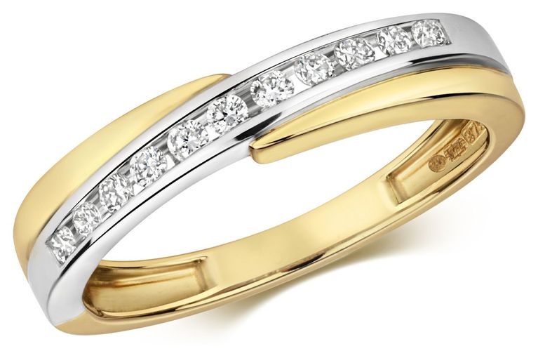 RD381/O Diamond 9ct Yellow And White Gold Jewellery - James Moore TH - Modalova