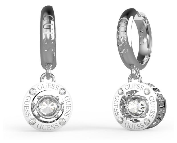 JUBE01463JWRHT/U Rhodium Plated Crystal Drop Hoop Jewellery - Guess - Modalova