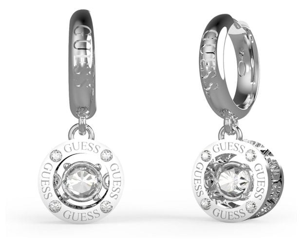 UBE01463RH Rhodium Plated Crystal Drop Hoop Earrings Jewellery - Guess - Modalova