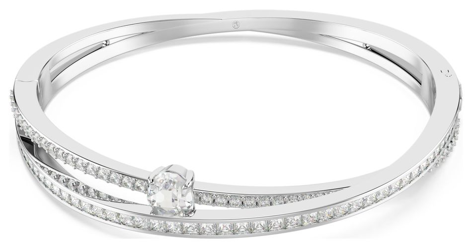 Hyperbola Bangle White Crystals Rhodium Jewellery - Swarovski - Modalova