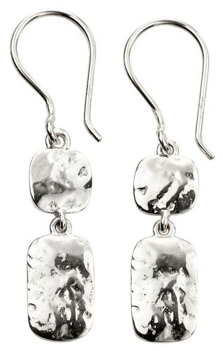 E5773 Hammered Double Drop Earrings Jewellery - Elements Silver - Modalova