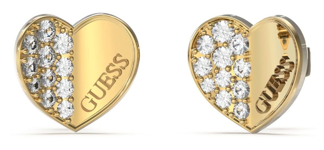 UBE03038JWYGT/U Gold Plated 12mm Plain And Pave Heart Jewellery - Guess - Modalova