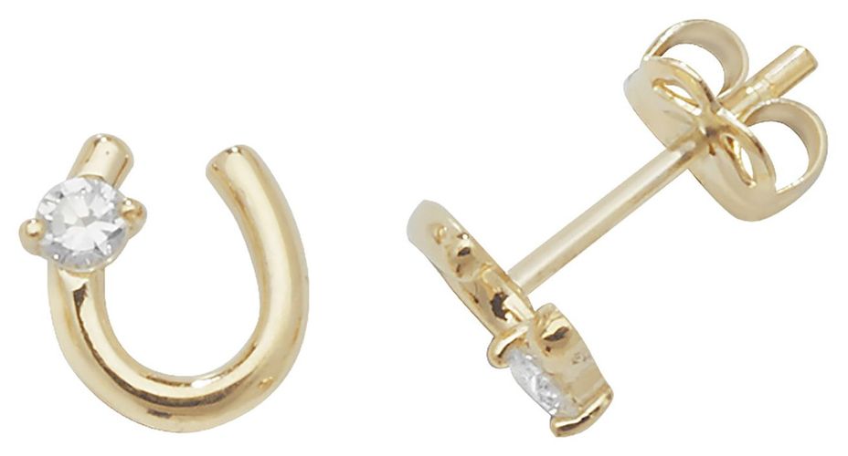 ES438Y 9ct Yellow Gold Horseshoe Stud Jewellery - James Moore TH - Modalova