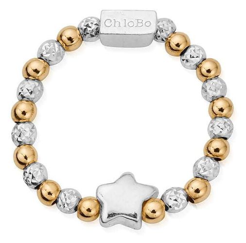 GMR2STAR Gold and Silver Mixed Metal Inset Star Ring Jewellery - ChloBo - Modalova