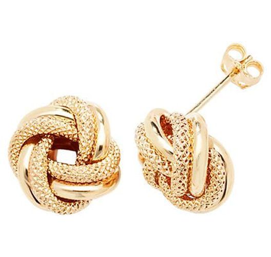 ER532 9CT YEL GOLD DOUBLE KNOT STUD EARRINGS Jewellery - James Moore TH - Modalova