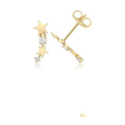 ES739 9ct Yellow Gold Graduated Star Cz Stud Jewellery - James Moore TH - Modalova