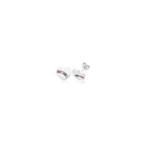 G51353 Silver Rainbow Cz Insert Stud Earrings Jewellery - James Moore TH - Modalova