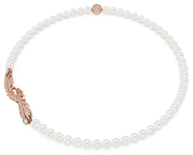 Nice Feather Necklace Rose Gold-Tone Jewellery - Swarovski - Modalova