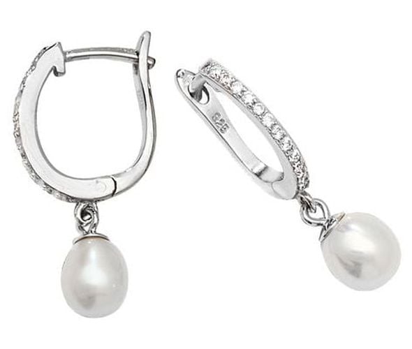 G51179 SILVER CZ & PEARL RH PLATED CLIP Jewellery - James Moore TH - Modalova